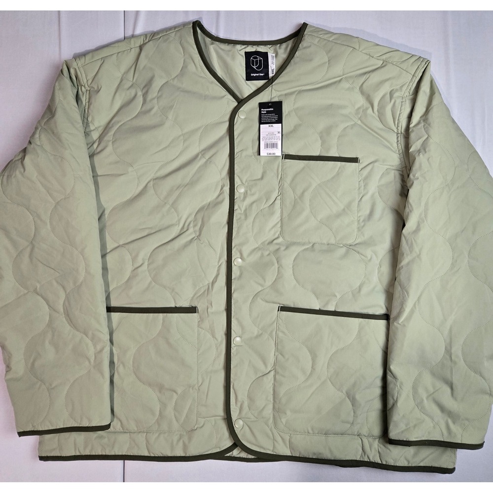 Original Use Mens XXL Quilted Liner Jacket Sage Green Snap Front Onion Quilt NWT